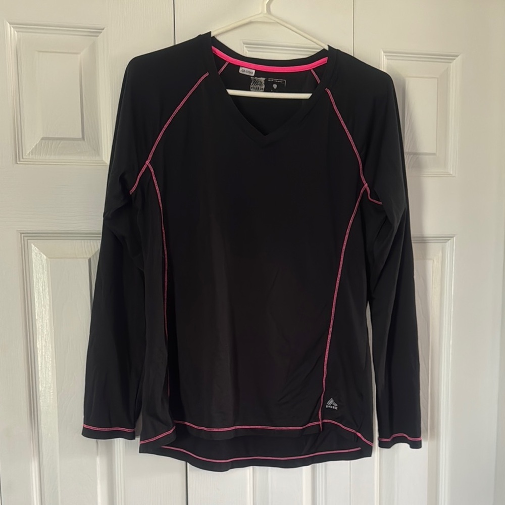 RBX Black and Pink Fitted Raglan Long Sleeve Tee